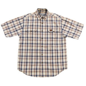 CARHARTT Tan & Blue Plaid Button-Up Work Shirt